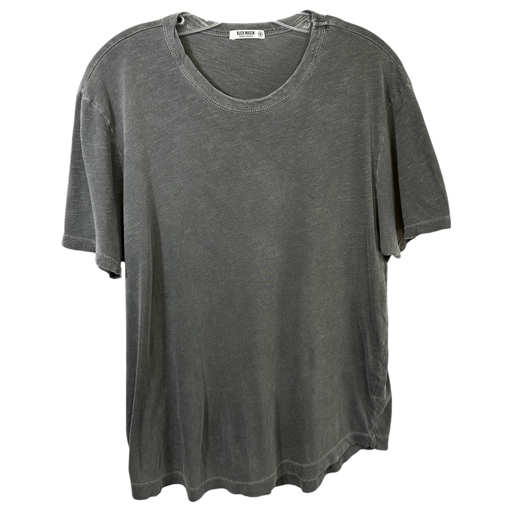 Buck‎ Mason Mens Medium Top Gray Cotton T Shirt USA Made Solid Short Sleeve 1774